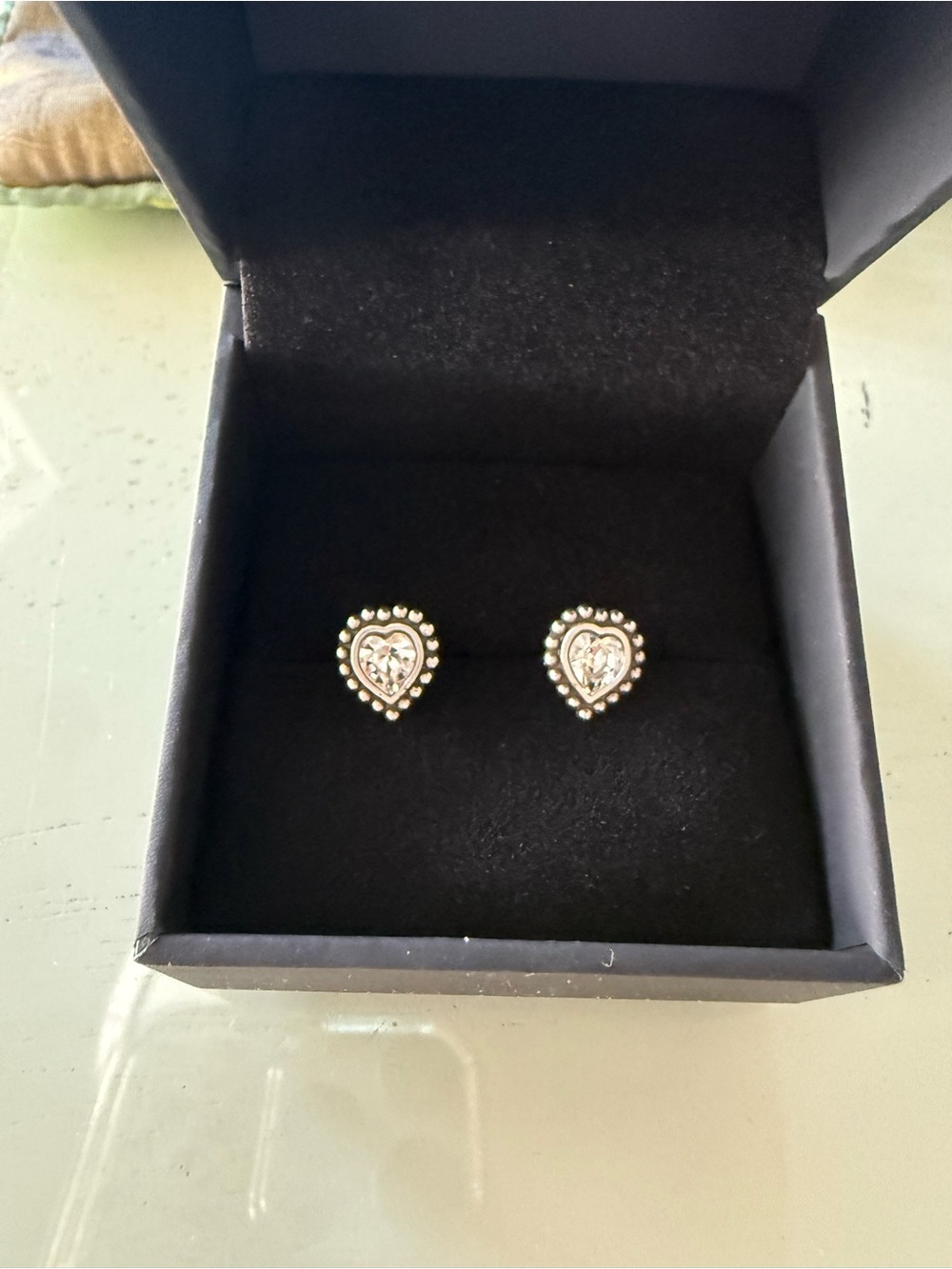 Heart Halo Stud Earrings - Silver Tone